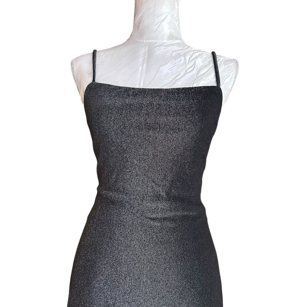 Vintage Sparkling Metallic Cutout Bodycon Dress Womens Sz XS Formal Lace Back - Picture 6 of 16